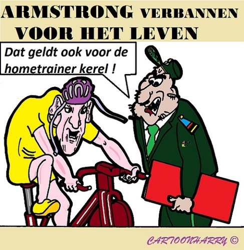 Cartoon: Lance Armstrong (medium) by cartoonharry tagged llance,armstrong,usada,uci,wielrennen,verbannen,cartoon,cartoonharry,dutch,toonpool