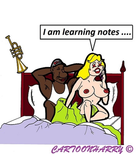 Cartoon: Learning Notes (medium) by cartoonharry tagged notes,bed,trumpet,cartoon,cartoonist,cartoonharry,dutch,toonpool