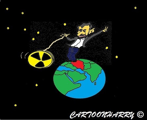 Cartoon: Nuclear JoJo (medium) by cartoonharry tagged nuclear,dutch,cartoonharry,cartoonist,cartoon,caricature,president,iran,ahmadinejad,mahmoud,jojo,toonpool