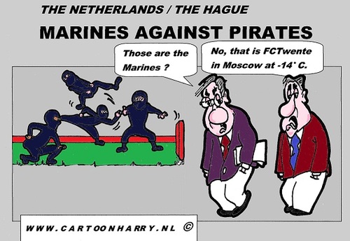 Cartoon: Marines Against Pirates (medium) by cartoonharry tagged comics,comix,comic,cartoon,fctwente,soccer,pirates,marines,artist,drawing,cartoonist,cartoonharry,dutch,holland,toonpool,toonsup,facebook,hyves,linkedin,buurtlink,deviantart