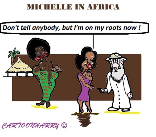 Cartoon: Michelle Obama (medium) by cartoonharry tagged michelle,obama,africa,roots,cartoonharry,toonpool