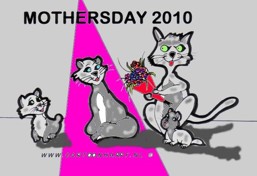 Cartoon: MOTHERSDAY (medium) by cartoonharry tagged cats,mothersday,flowers,cartoonharry