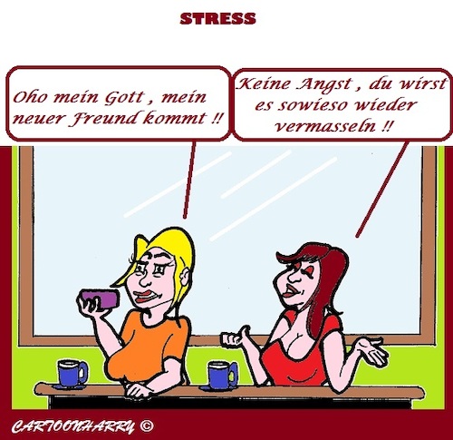Cartoon: Neue Liebe (medium) by cartoonharry tagged liebe,stress,cartoonharry,neu,date