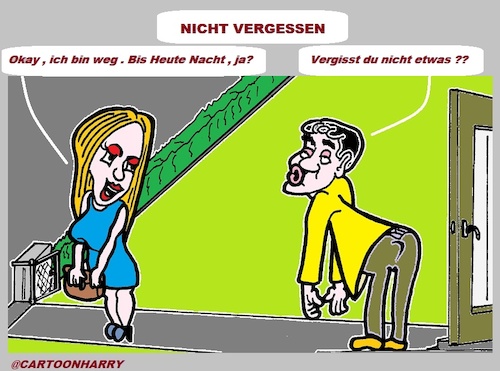 Cartoon: Nicht (medium) by cartoonharry tagged mann,frau,arbeit,kuss,vergessen,cartoonharry