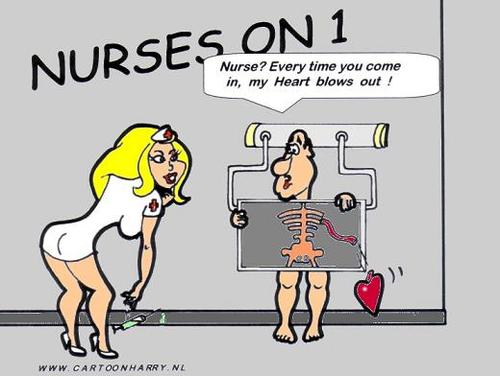 Cartoon: Nurses On One 1 (medium) by cartoonharry tagged nurses,cartoonharry,heart,beat