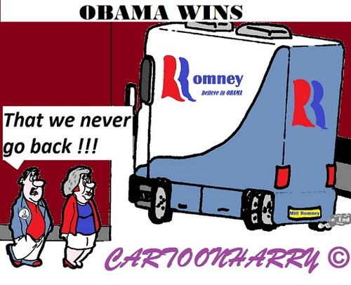 Cartoon: Obama wins (medium) by cartoonharry tagged obama,campaign,romney,corner,end,wins,cartoon,cartoonharry,cartoonist,dutch,toonpool