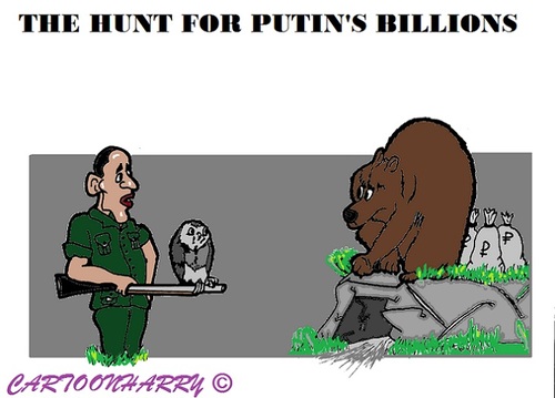 Cartoon: Obamas Hunt (medium) by cartoonharry tagged usa,obama,hunt,putin,billions,roubles
