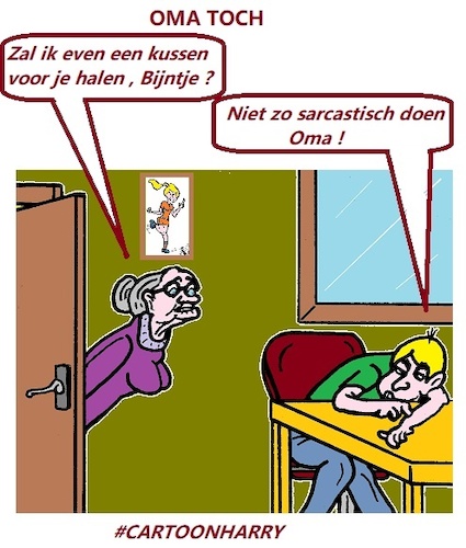 Cartoon: Oma Toch (medium) by cartoonharry tagged sarcasme,kussen,cartoonharry