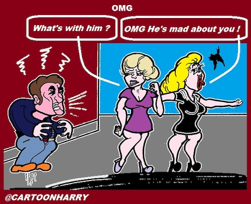 Cartoon: OMG (medium) by cartoonharry tagged omg,man,woman