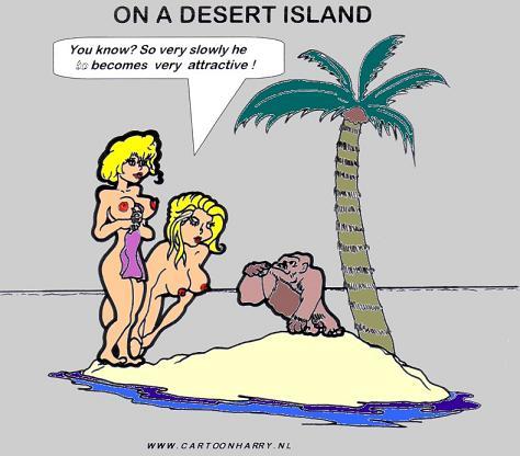 Cartoon: On a Desert Island (medium) by cartoonharry tagged desert,island,cartoonharry,chimp,girls,sexy