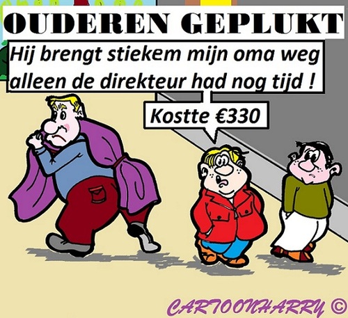 Cartoon: Ouderen (medium) by cartoonharry tagged zorg,ouderen,plukken,holland,cartoon,cartoonharry,cartoonist,dutch,toonpool