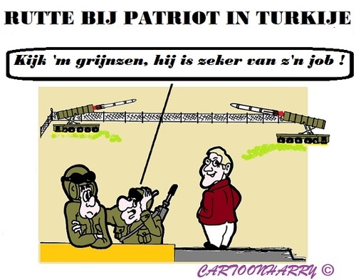 Cartoon: Patriot Bezoek (medium) by cartoonharry tagged patriot,syrie,turkije,rutte
