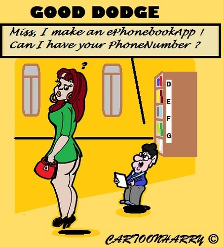 Cartoon: PhonebookApp (medium) by cartoonharry tagged phonebook,app,guy,girl,number,carefull