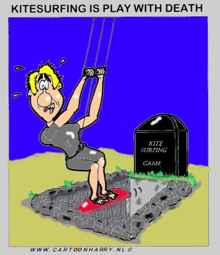 Cartoon: Play With Death (medium) by cartoonharry tagged kitesurfing,play,game,death,hell,cartoonharry