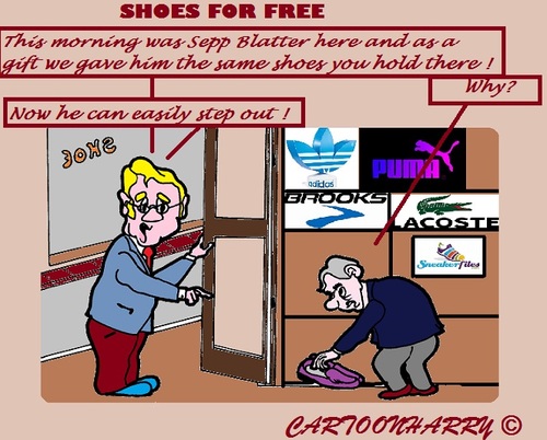 Cartoon: Present (medium) by cartoonharry tagged fifa,blatter,present,shoes