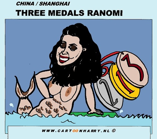 Cartoon: Ranomi Kromowidjojo (medium) by cartoonharry tagged dutch,toonpool,cartoonharry,caricaturist,cartoonist,caricature,swimming,kromowidjojo,ranonomi