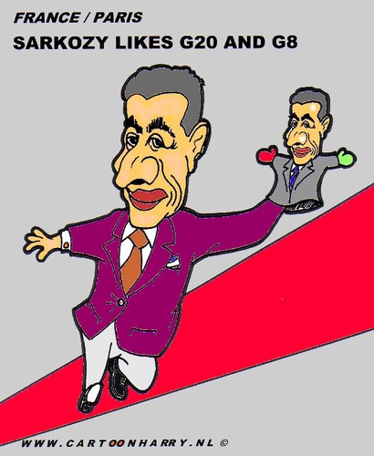 Cartoon: Sarkozy Likes G20 And G8 (medium) by cartoonharry tagged doll,image,sarkozy,g20,g8,cartoonharry,worldleaders,seoul