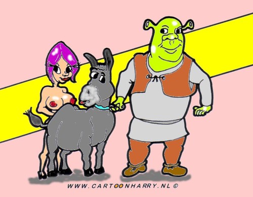 Cartoon: Shrek (medium) by cartoonharry tagged sexy,girl,naked,nude,donkey,shrek,cartoonharry