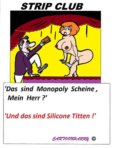 Cartoon: Silicone (medium) by cartoonharry tagged toonpool,dutch,cartoonharry,cartoonist,falsch,geld,monopoly,cartoon,club,stripperin,brüsten,boobs,silicone