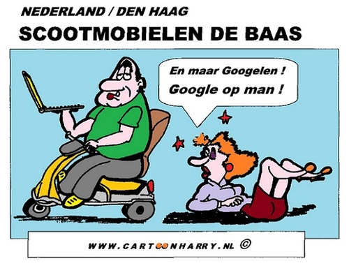 Cartoon: Stoep Problemen (medium) by cartoonharry tagged scootmobiel,probleem,ongelukken,cartoon,cartoonist,cartoonharry,holland,toonpool