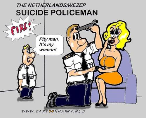 Cartoon: Suicide Policeman (medium) by cartoonharry tagged suicide,police,cartoonharry