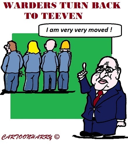 Cartoon: Teeven angry (medium) by cartoonharry tagged warders,toonpool,holland,dutch,cartoonharry,cartoonisten,cartoons,bewaarders,protest,prisons,minister,teeven