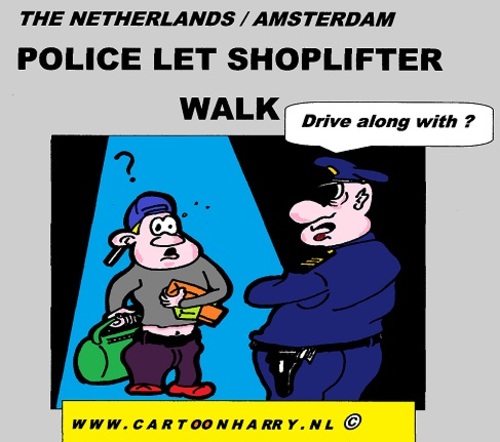 Cartoon: The Shoplifter and The Police (medium) by cartoonharry tagged the,deviantart,buurtlink,linkedin,hyves,toonsup,toonpool,holland,dutch,cartoonharry,cartoonist,drawing,arts,art,cool,artist,comics,comix,comic,cartoon,go,walk,police,shoplifter