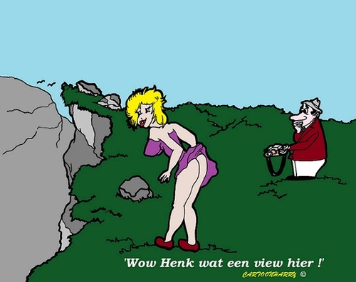 Cartoon: The View (medium) by cartoonharry tagged view,foto,berg,cartoon,cartoonist,cartoonharry,dutch,toonpool