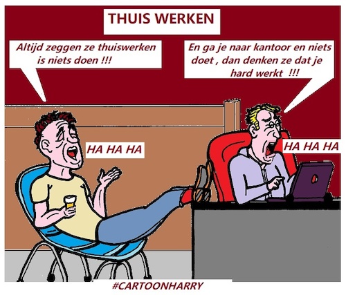 Cartoon: Thuiswerken (medium) by cartoonharry tagged thuiswerken,corona,cartoonharry