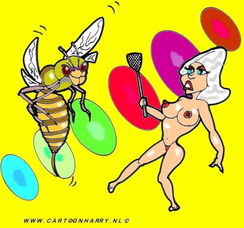 Cartoon: Wasp Girl (medium) by cartoonharry tagged insects,girls,nude,cartoonharry,dutch,cartoonist,toonpool