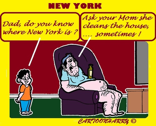 Cartoon: Well Daddy (medium) by cartoonharry tagged family,dad,mom,son,newyork,search,find,look,clean,cartoonharry