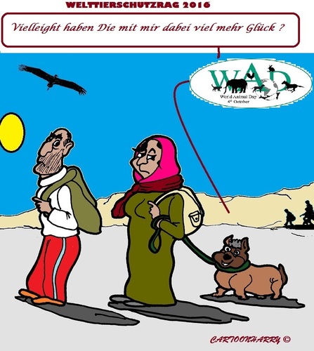 Cartoon: Welttierschutztag 4Oktober 2016 (medium) by cartoonharry tagged welttierschutztag,4oktober,2016,flüchtlinge,welt,tiere,menschen