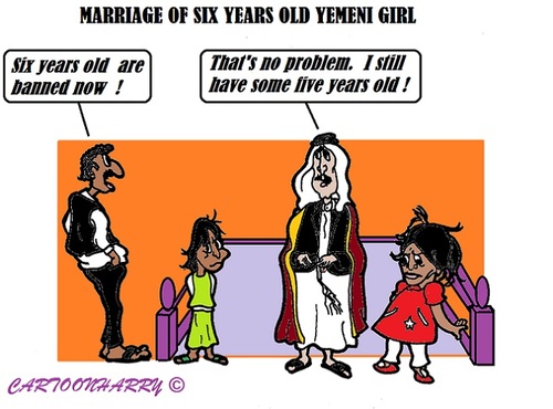 Cartoon: Yemeni Girls (medium) by cartoonharry tagged yemen,child,girl,marriage