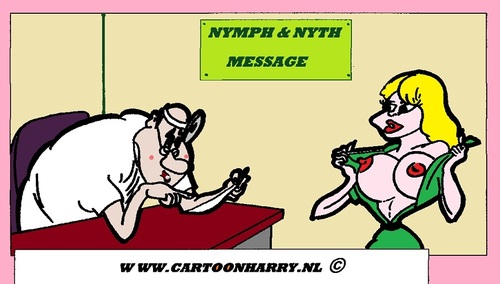 Cartoon: Nymph and Nyth (medium) by cartoonharry tagged girls,nude,nymph,cartoon,cartoonharry,cartoonist,dutch,toonpool