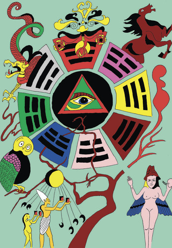 Cartoon: yi king (medium) by Dekeyser tagged yi,king,illustration,egypt,dragon,horse,sun,tree