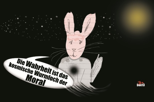 Cartoon: Die Wahrheit ist ... (medium) by Vanessa tagged kosmos,moral,universum,wahrheit,weltall,wormhole