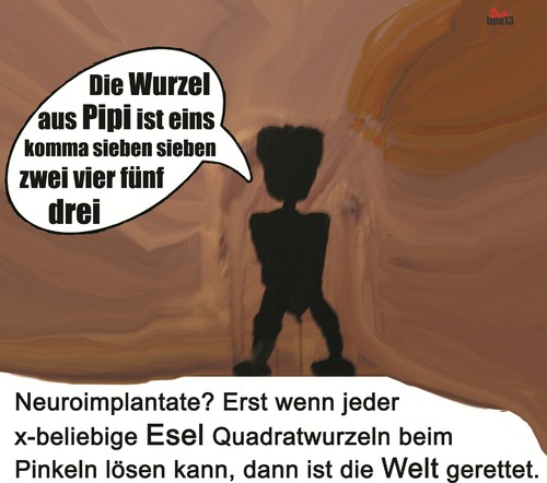 Cartoon: Die Wurzel aus Pipi (medium) by Vanessa tagged urin,mathematik,notdurft,rechnen,medizin,wissenschaft,neurologie,implantate,esel,wc