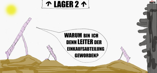 Cartoon: Leiter der EKA (medium) by Vanessa tagged loriot,einkauf,leiter,waren,produktion,lager,handel