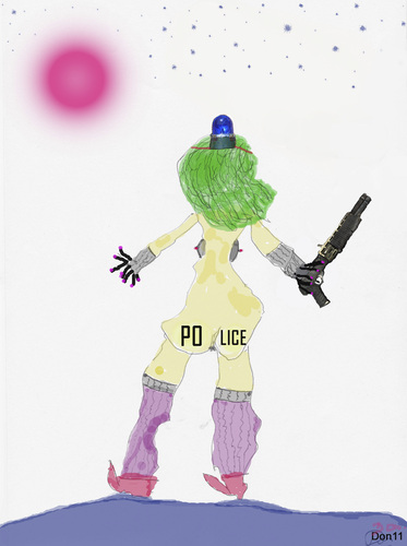 Cartoon: PO-LICE (medium) by Vanessa tagged police,polizei,gesetz,law,gun,crime