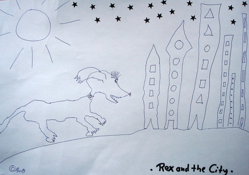 Cartoon: Rex and the City (medium) by Vanessa tagged city,dog,hund,satc,stadt,metropole,dogyork