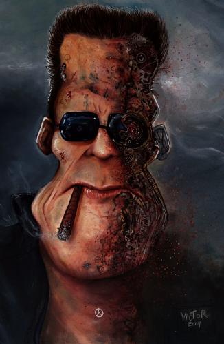 Cartoon: terminator (medium) by Victor tagged art,caricature