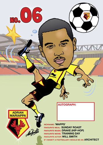 Cartoon: Adrian Mariappa of Watford FC (medium) by roundheadillustration tagged football,soccer