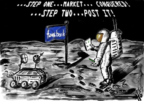 Cartoon: LIVE FROM MARS (medium) by joschoo tagged facebook,mars,space,conquer,conquest,new,technology,social,network