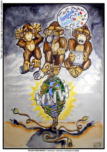 Cartoon: The New Three Monkeys (medium) by joschoo tagged monkeys,three