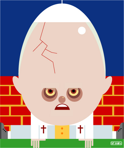 Cartoon: Eggs Benedict (medium) by Hugh Jarse tagged pope,eggs,easter,catholic,humpty,dumpty
