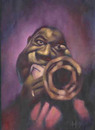Cartoon: Louis Armstrong (small) by David Pugliese tagged jazz louis armstrong caricature oil painting