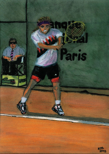 Cartoon: Andre Agassi (medium) by Pascal Kirchmair tagged tournoi,turnier,champion,grand,slam,andre,agassi,french,open,roland,garros,masters,tournament,tennis