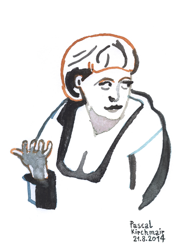 Cartoon: Angie (medium) by Pascal Kirchmair tagged bundeskanzlerin,germany,outre,rhin,allemagne,deutschland,angie,angela,merkel,portrait,aquarell,caricature,karikatur,watercolour