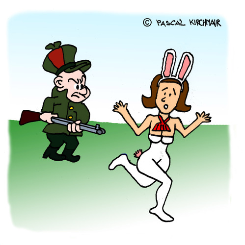 Cartoon: Auf Hasenjagd (medium) by Pascal Kirchmair tagged hasen,häschen,playboy,sexy,picture,vs,fudd,elmer,plaboy,bunny,bugs,melodies,merrie,avery,tex,jones,chuck,hasenjagd,chasing,bunnies,looney,toons