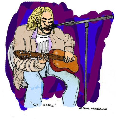 Cartoon: Kurt Cobain (medium) by Pascal Kirchmair tagged song,singer,songwriter,seattle,the,man,who,sold,world,kurt,cobain,nirvana